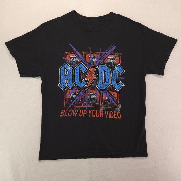 ACDC Blow Up Your Video Band Crew Neck Graphic T Shirt Mens Size Medium M Black - Picture 2 of 9